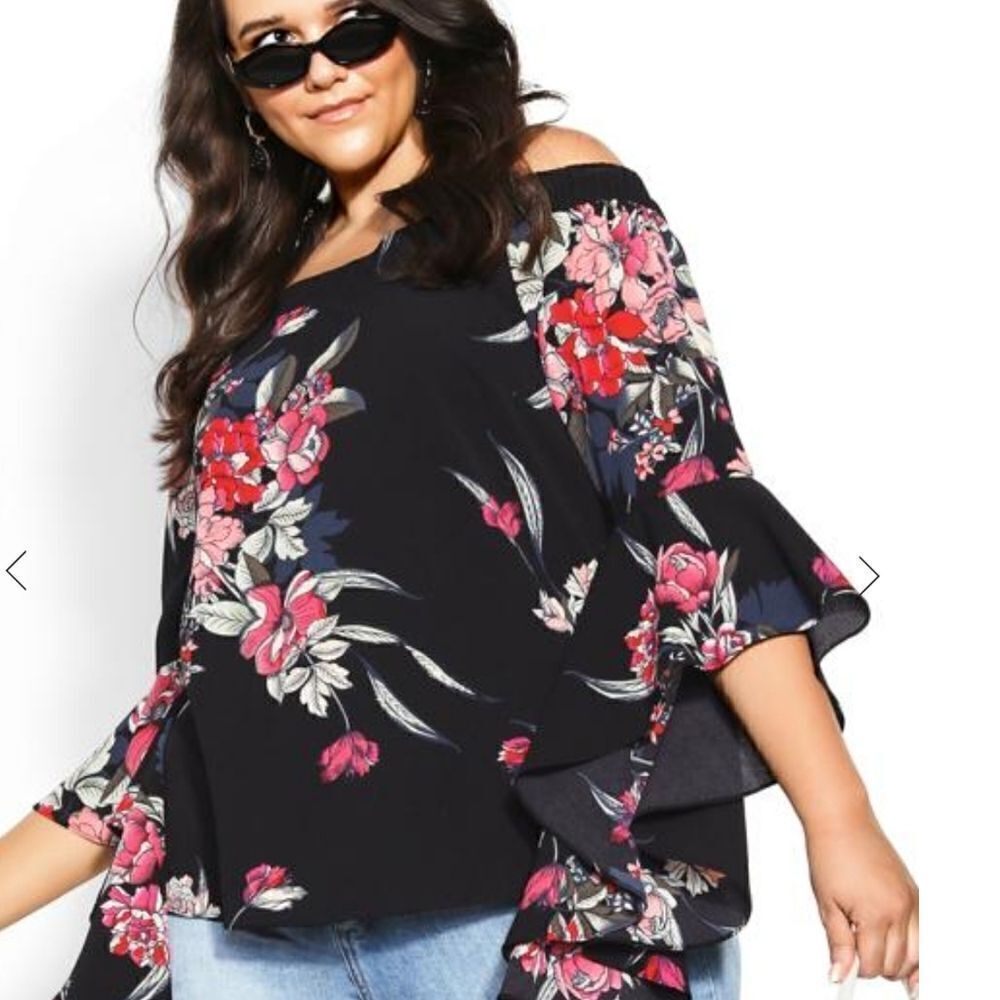 Citi chic black misty floral bardot top - Picture 10 of 10